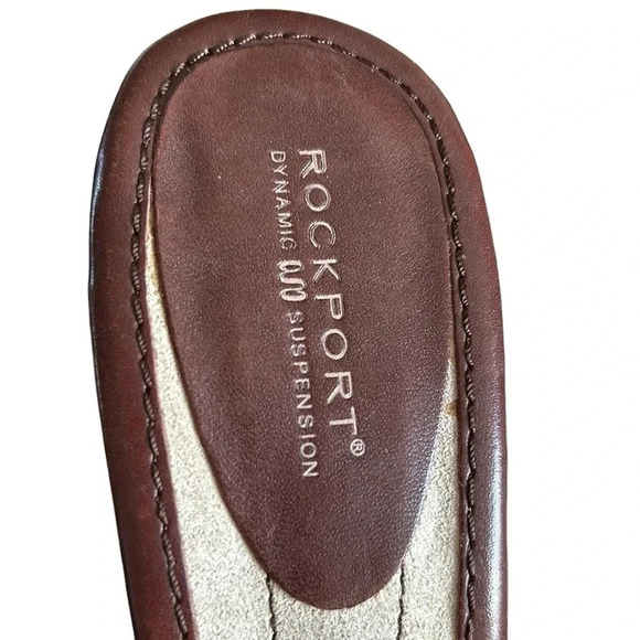 Rockport women shoes,sandal,brown,leather slip on mules ,heels , buckle accent - Picture 7 of 15